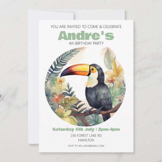 Invitación a la fiesta de cumpleaños de niños pers (Anverso)