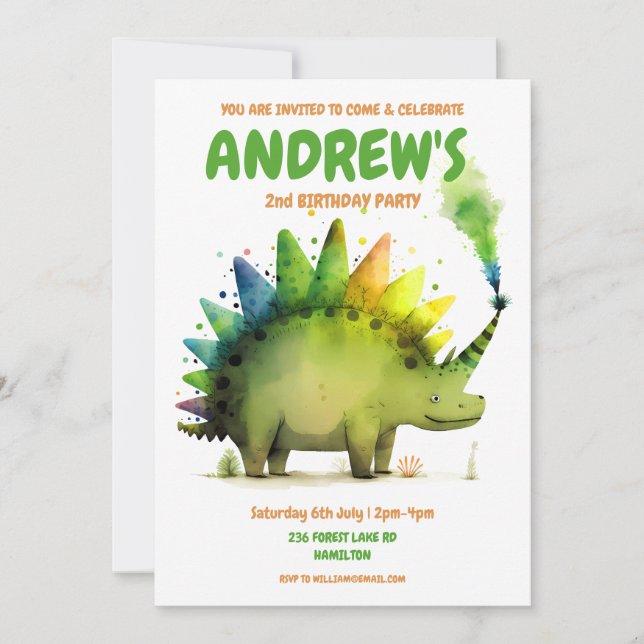 Invitación a la fiesta de cumpleaños de niños pers (Anverso)
