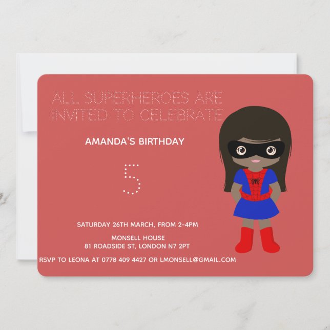 Invitación a la fiesta de cumpleaños de niños supe (Anverso)