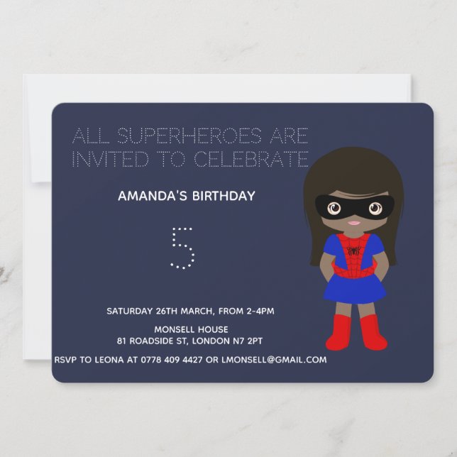 Invitación a la fiesta de cumpleaños de niños supe (Anverso)