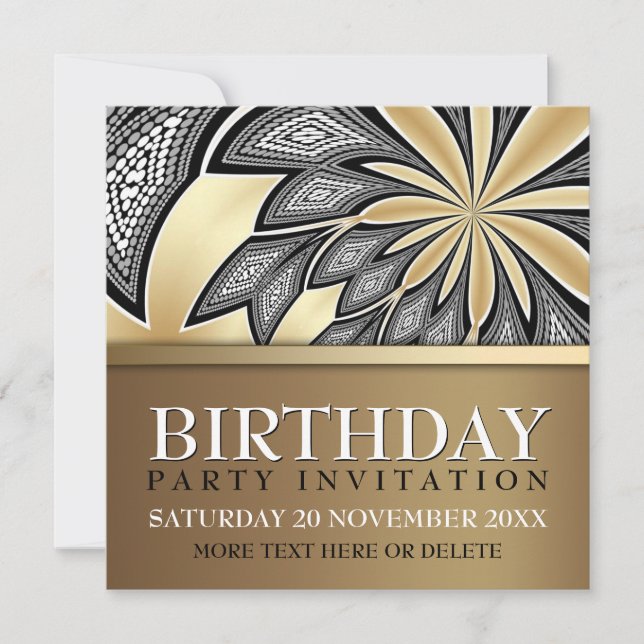 Invitación a la fiesta de cumpleaños de oro tribal (Anverso)
