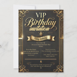 Invitación a la fiesta de cumpleaños de oro y oro 