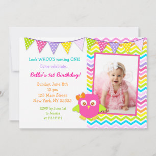 Invitación a la fiesta de cumpleaños de Owl Photo