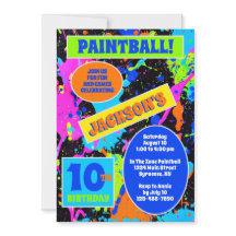 Invitación a la fiesta de cumpleaños de Paintball
