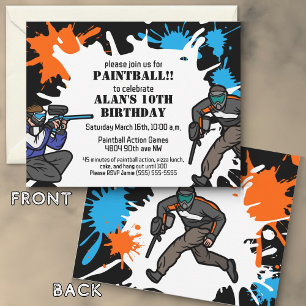 Invitación a la fiesta de cumpleaños de Paintball