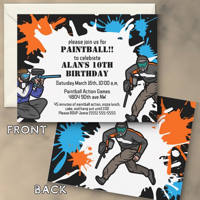 Invitación a la fiesta de cumpleaños de Paintball (Subido por el creador)