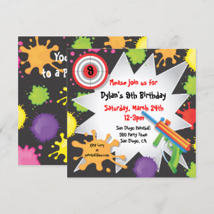 Invitación a la fiesta de cumpleaños de Paintball