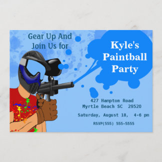 Invitación a la fiesta de cumpleaños de Paintball