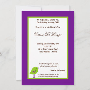 Invitación a la fiesta de cumpleaños de Pájaros Pú