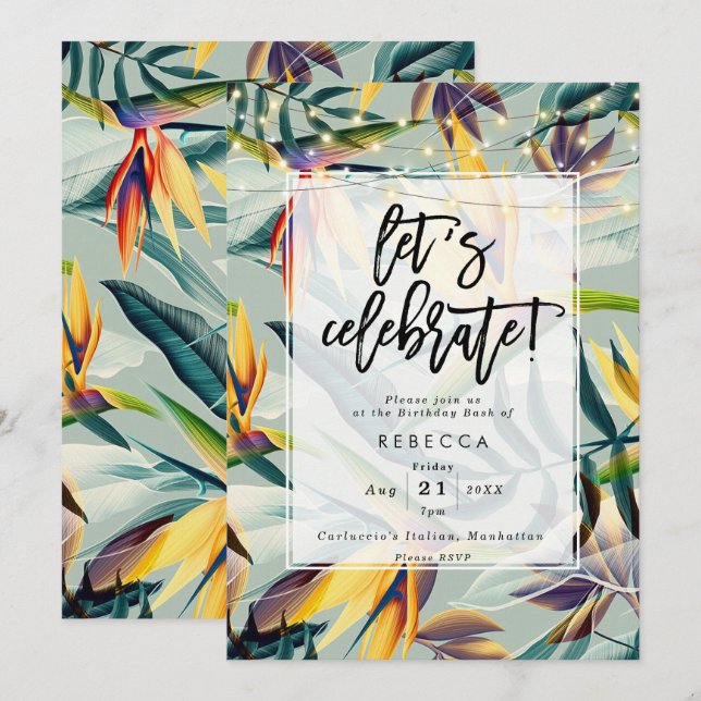 invitación a la fiesta de cumpleaños de palmeras f (Anverso / Reverso)