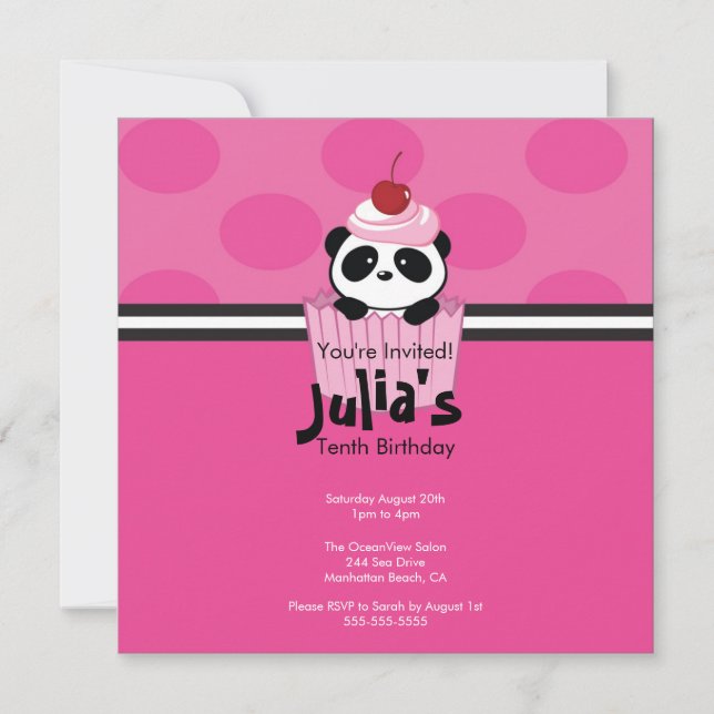 Invitación a la fiesta de cumpleaños de Panda (Anverso)