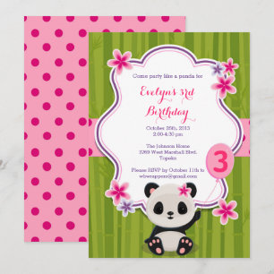 Invitación a la fiesta de cumpleaños de Panda - ro