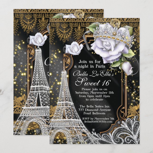 Invitación a la fiesta de cumpleaños de Paris Blin (Anverso / Reverso)