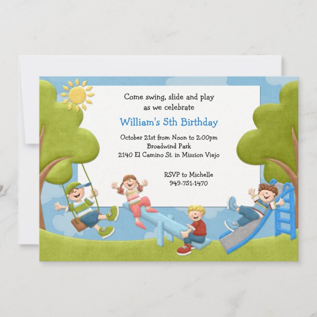 Invitación a la fiesta de cumpleaños de Park (Anverso)