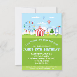 Invitación a la fiesta de cumpleaños de parque de