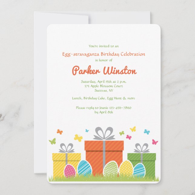 Invitación a la fiesta de cumpleaños de Pascua (Anverso)