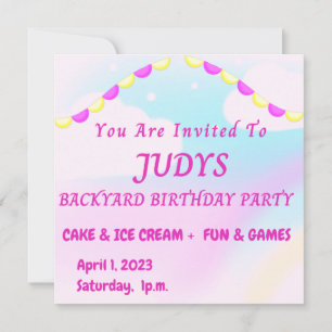 Invitación a la fiesta de cumpleaños de Pastel Col