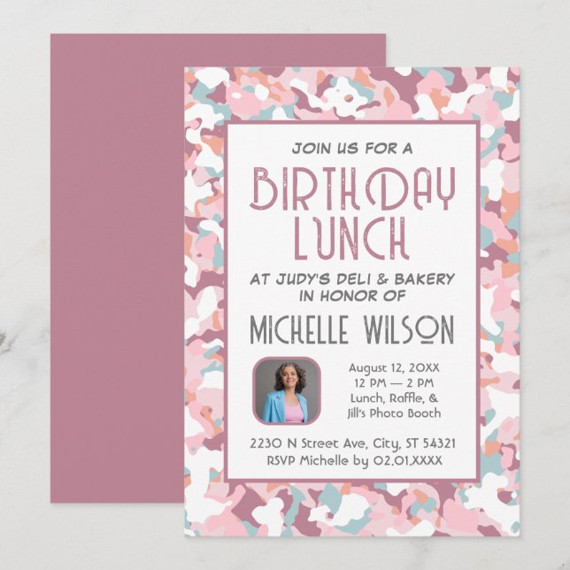 Invitación a la fiesta de cumpleaños de Pastel Mau (Anverso / Reverso)