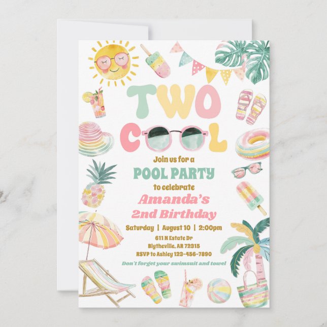 Invitación a la fiesta de cumpleaños de Pastel Two (Anverso)
