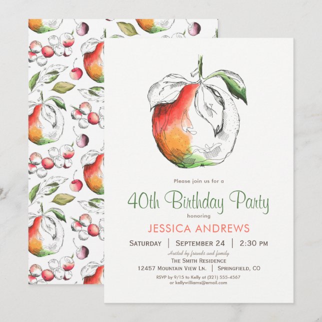 Invitación a la fiesta de cumpleaños de Peaches (Anverso / Reverso)