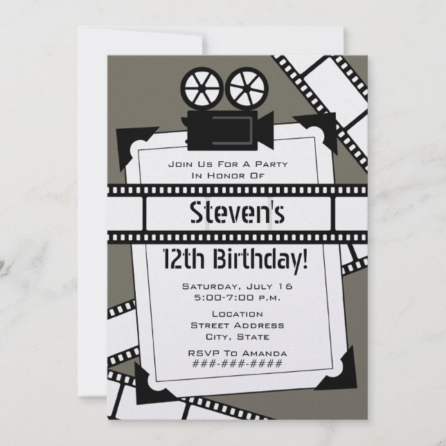 Invitación a la fiesta de cumpleaños de película F (Anverso)