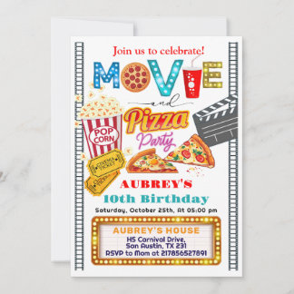 Invitación a la fiesta de cumpleaños de películas 