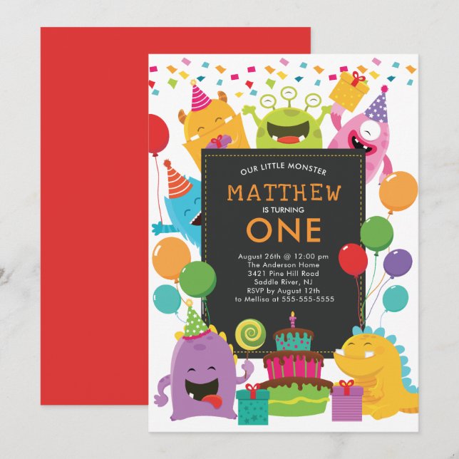 Invitación a la fiesta de cumpleaños de pequeños m (Anverso / Reverso)