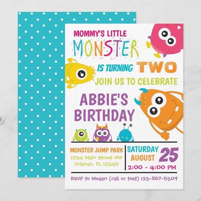 Invitación a la fiesta de cumpleaños de pequeños m (Anverso / Reverso)