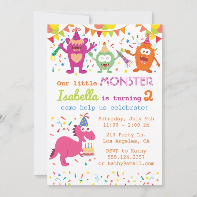 Invitación a la fiesta de cumpleaños de pequeños m (Anverso)