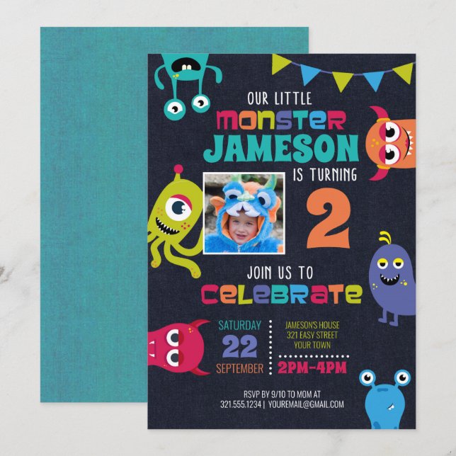 Invitación a la fiesta de cumpleaños de pequeños m (Anverso / Reverso)