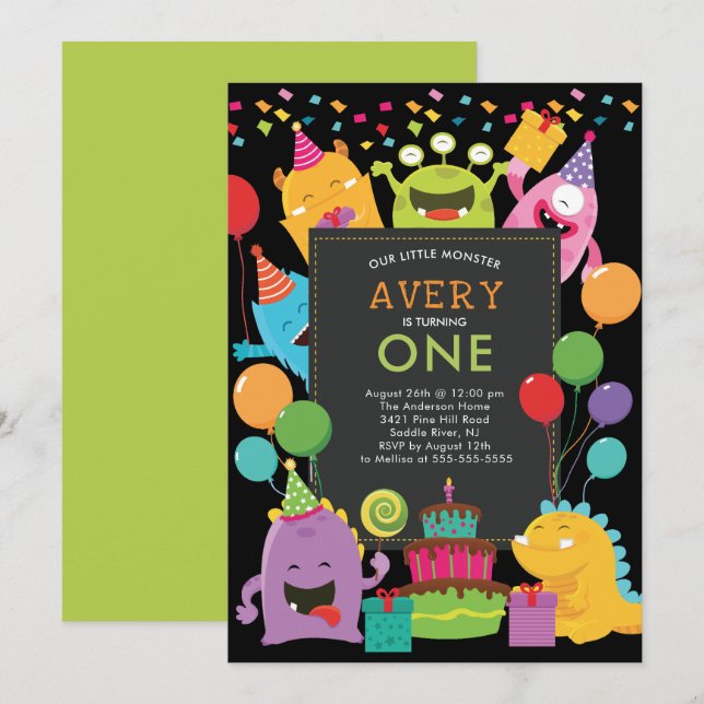 Invitación a la fiesta de cumpleaños de pequeños m (Anverso / Reverso)