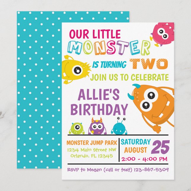 Invitación a la fiesta de cumpleaños de pequeños m (Anverso / Reverso)