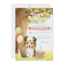 Invitación a la fiesta de cumpleaños de perro con