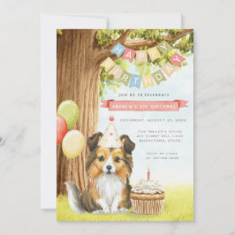 Invitación a la fiesta de cumpleaños de perro con 