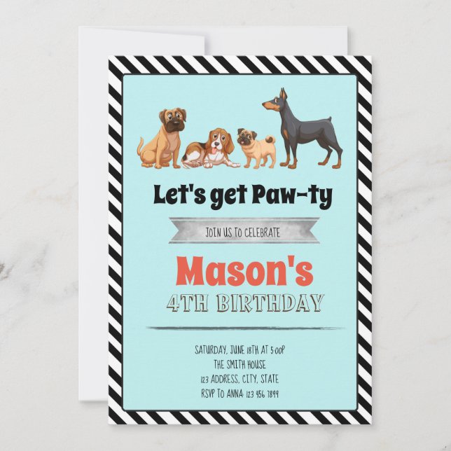 Invitación a la fiesta de cumpleaños de perro lind (Anverso)