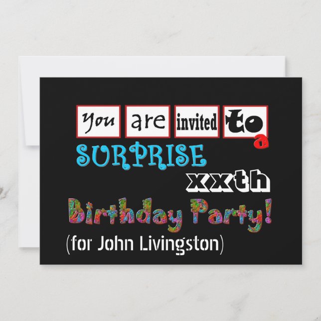 Invitación a la fiesta de cumpleaños de personaliz (Anverso)