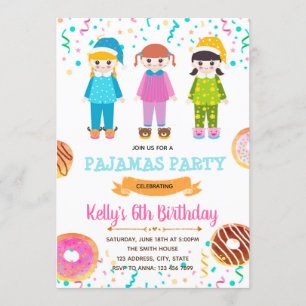 Invitación a la fiesta de cumpleaños de pijamas de