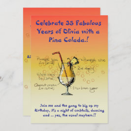 Invitación a la fiesta de cumpleaños de Pina Colad