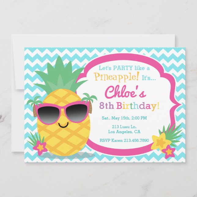 Invitación a la fiesta de cumpleaños de Pineapple  (Anverso)