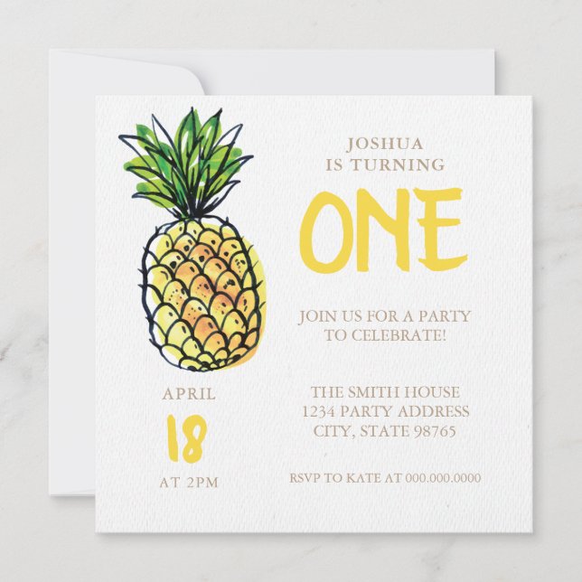 Invitación a la fiesta de cumpleaños de Pineapple (Anverso)