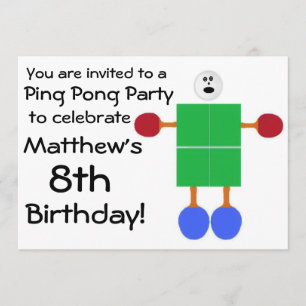 Invitación a la fiesta de cumpleaños de Ping Pong