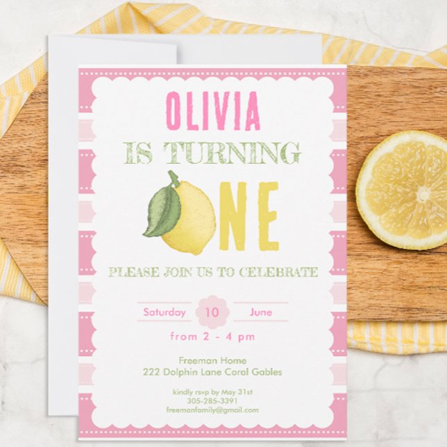 Invitación a la fiesta de cumpleaños de Pink Lemon (Subido por el creador)