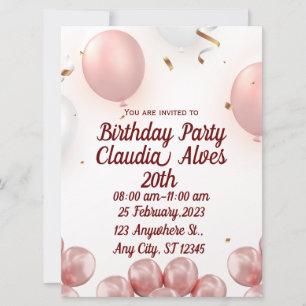 Invitación a la fiesta de cumpleaños de Pink Moder