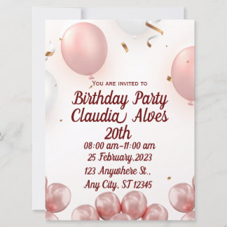 Invitación a la fiesta de cumpleaños de Pink Moder