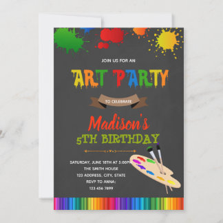 Invitación a la fiesta de cumpleaños de pintura