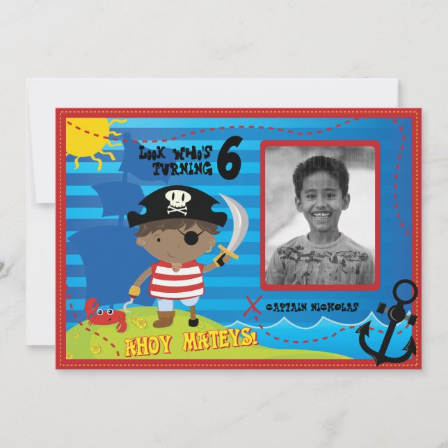 Invitación a la fiesta de cumpleaños de Pirate Boy (Anverso)