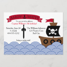 Invitación a la fiesta de cumpleaños de Pirate per