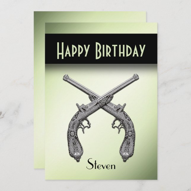 Invitación a la fiesta de cumpleaños de Pistols cr (Anverso / Reverso)