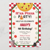 Invitación a la fiesta de cumpleaños de Pizza