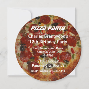 Invitación a la fiesta de cumpleaños de Pizza